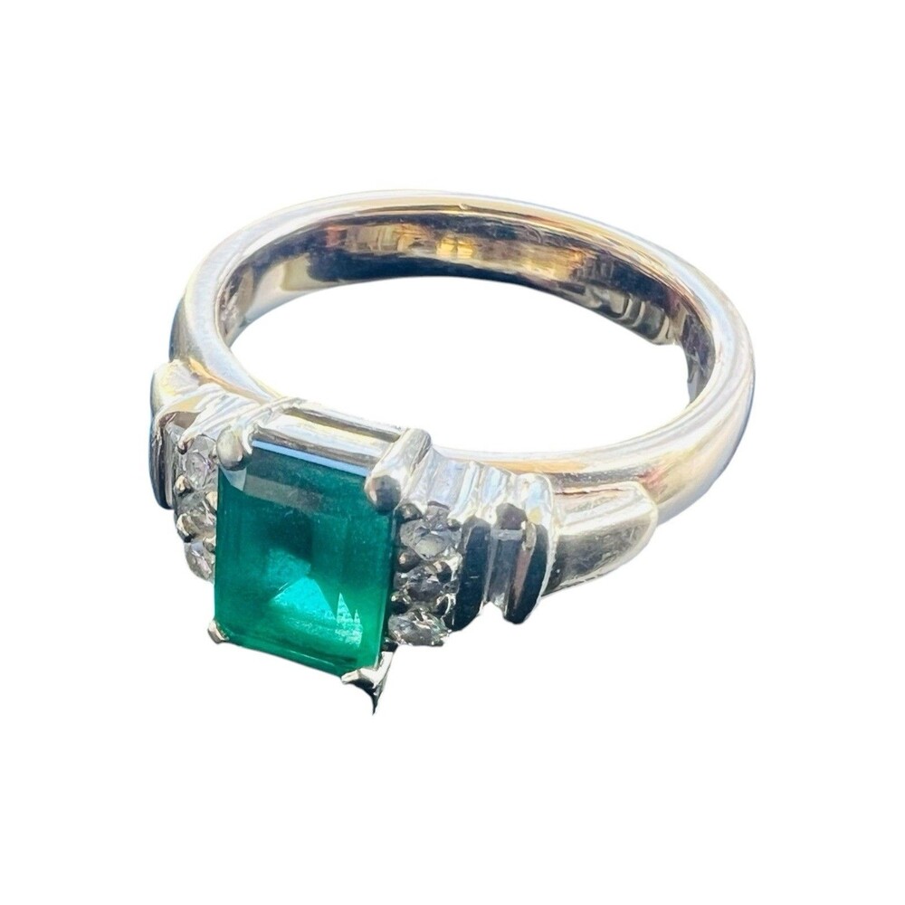 14K Gold Lab Created Emerald Diamond Ring 1.2 Ct Size 8 Appraised $4,100